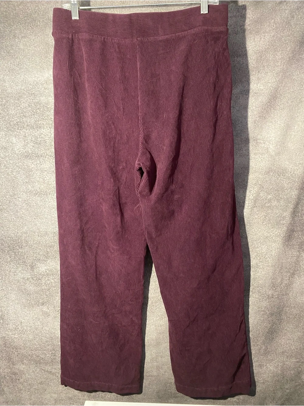 Lands End Womens M 10 12 Corduroy Pants Elastic Waist Pull On Pocket Plum